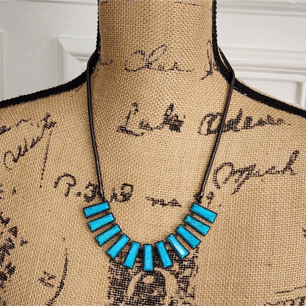Kendra Scott vintage Angelina Turquoise Magnesite and Gunmetal Necklace‎